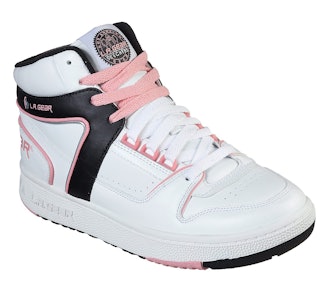 Skechers L.A. Gear Retro Pink and White High Top Sneakers Size