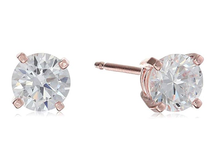 Amazon Essentials Plated Sterling Silver Cubic Zirconia Studs