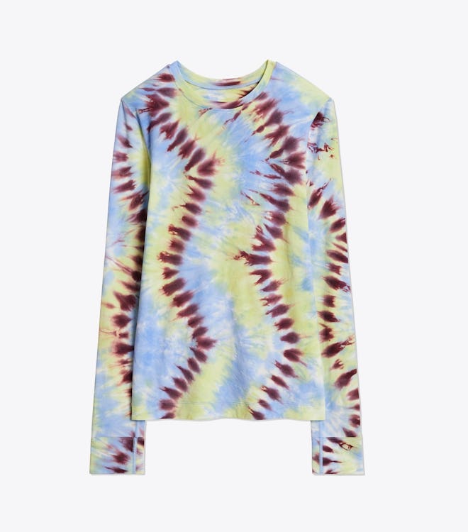 Tie-Dye Tissue-Sleeveless Long-Sleeve Top