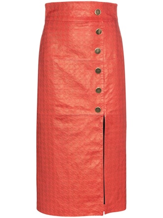 Lucy Houndstooth Leather Pencil Skirt