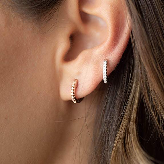 PAVOI Cubic Zirconia Huggie Earrings 