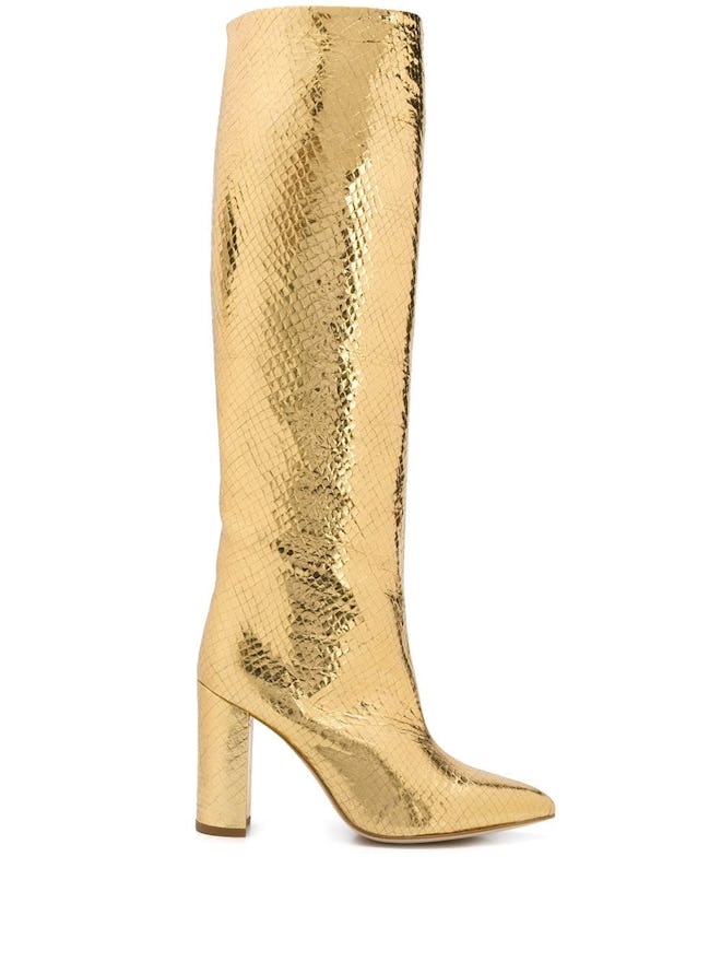Gold Snakeskin Effect Boots