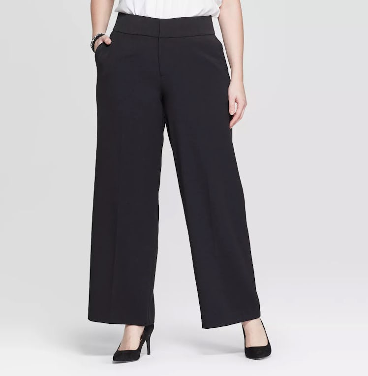 Women's Plus Size Wide Leg Trouser Pants - Ava & Viv