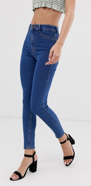 Asos Pull&Bear super highwaist jegging in mid blue