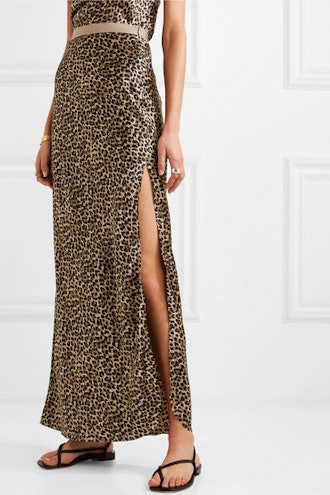 Maya Leopard-Print Silk-Satin Maxi Skirt