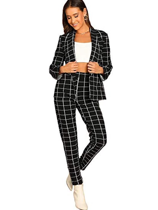 SheIn Plaid Two-Piece Suit Set