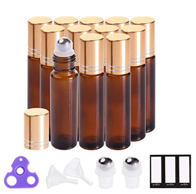 PrettyCare Essential Oil Roller Bottles (12-Pack)