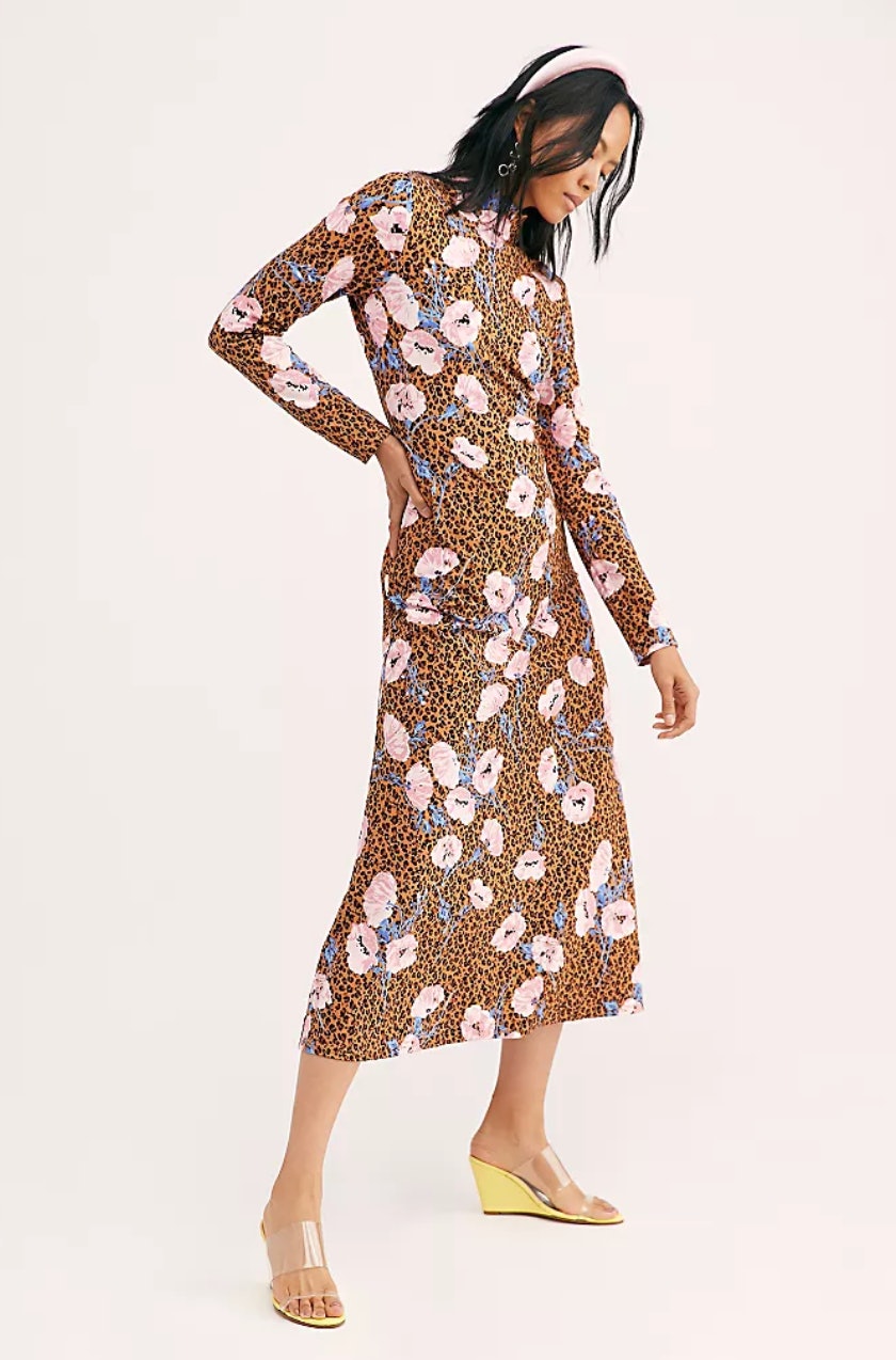 free people tough love printed maxi shirtdress