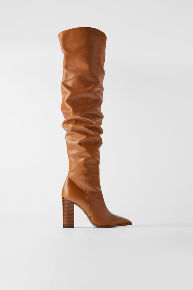 Over-the-Knee High Heel Leather Boots