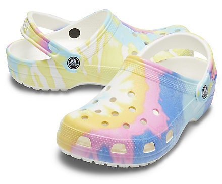 crocs white and rainbow