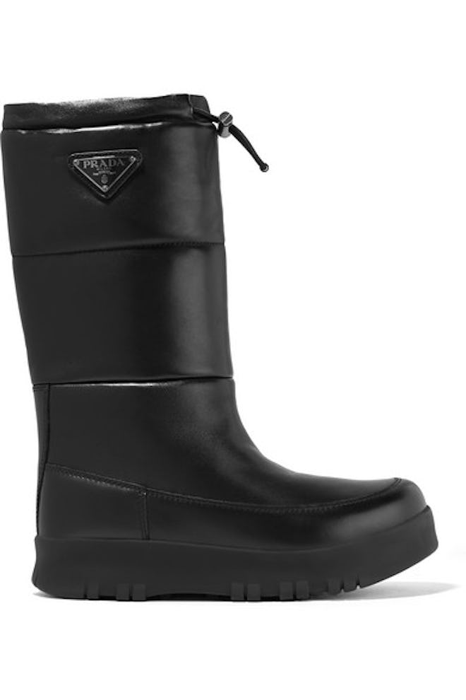 Logo-Appliquéd Quilted Leather Snow Boots