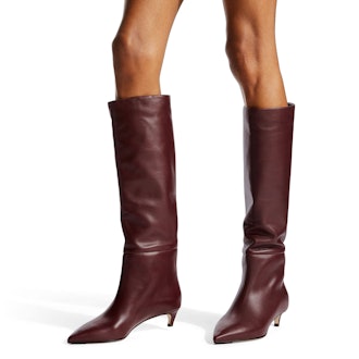 Bordeaux Calf Leather Knee-High Boots