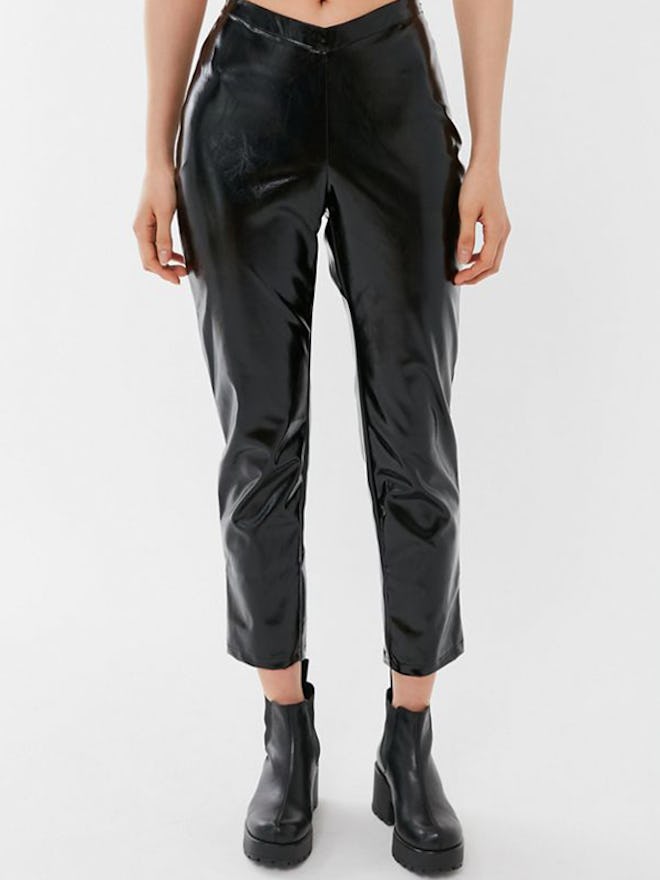 Tex Faux Leather Cropped Straight Leg Pant