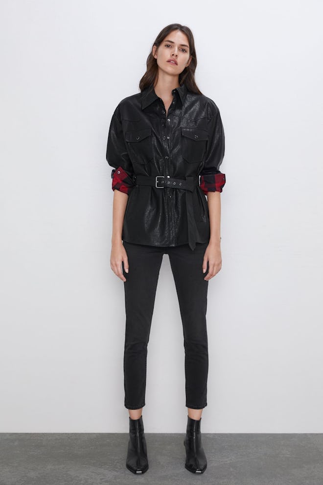 Faux Leather Overshirt