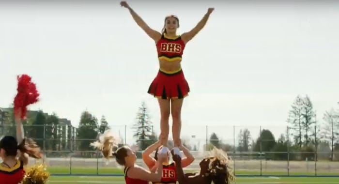 A screenshot of cheerleaders posing and dancing in 'Undercover Cheerleader'