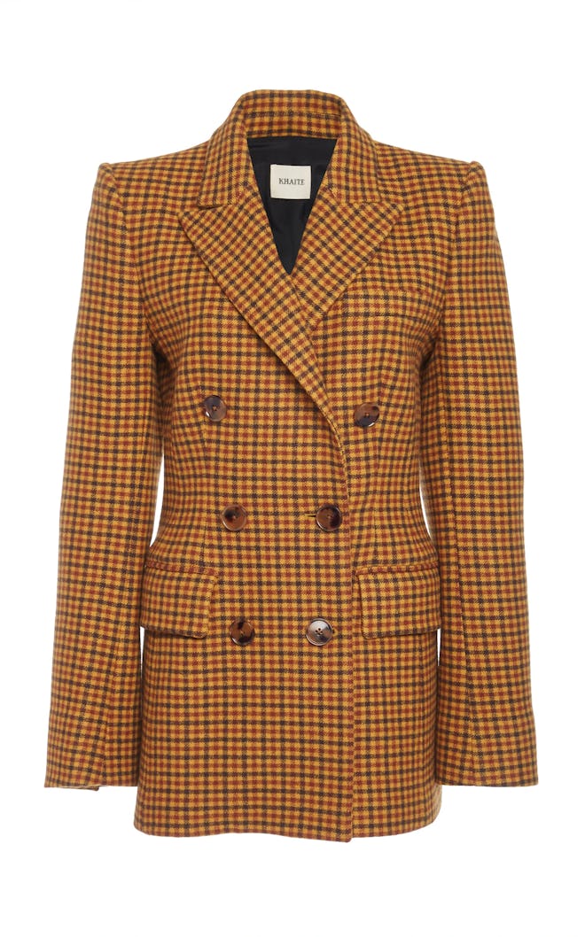 Darla Double-Breasted Checked Wool Blazer