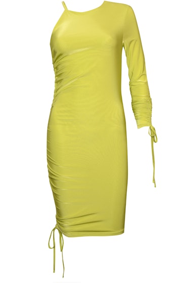 Neon Ruched One Sleeve Dress