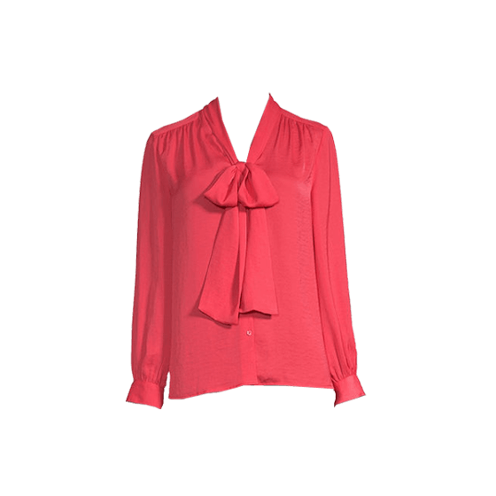 Worthington Womens Draped Neck Long Sleeve Satin Blouse