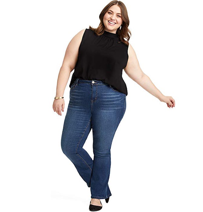 MERI SKYE Plus Size Sleeveless Mock Neck Blouse