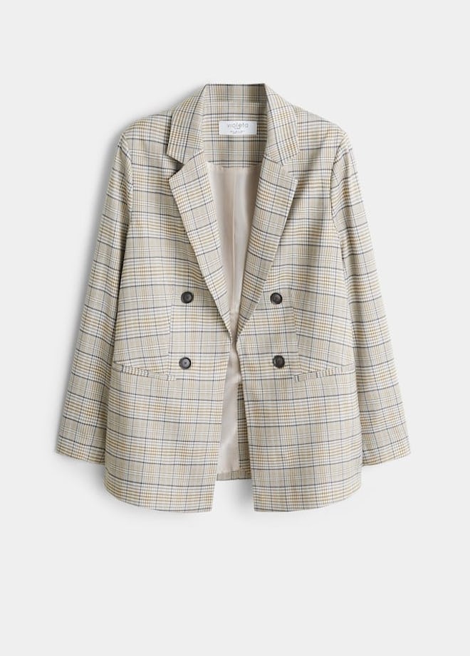 Double-Breasted Check Blazer