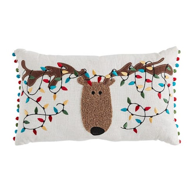 Musical Christmas Lights Reindeer Lumbar Pillow