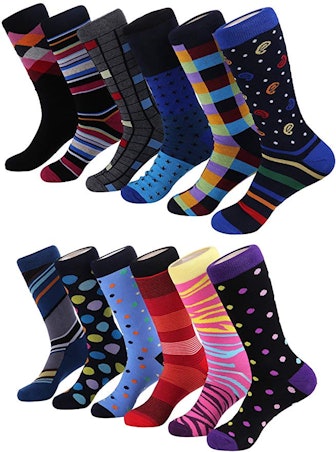 Marino Colorful Funky Dress Socks For Men (12-Pack)