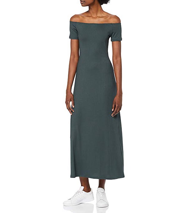 find. Ribbed Off-Shoulder Midi Dress