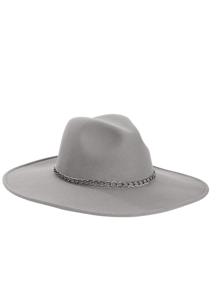  Scoop Wide Brim Fedora with Chain