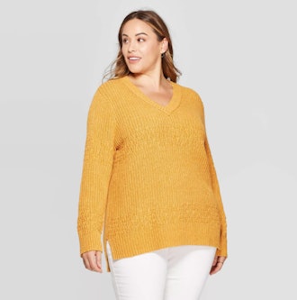 Universal Thread Long Sleeve V-Neck Textured Pullover Sweater