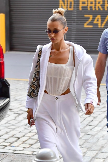 Bella Hadid Wore a $60 Mango Bag With a Full Off-White Look During