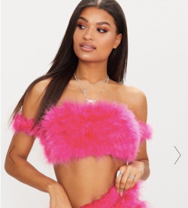 Hot Pink Feather Bandeau Top 