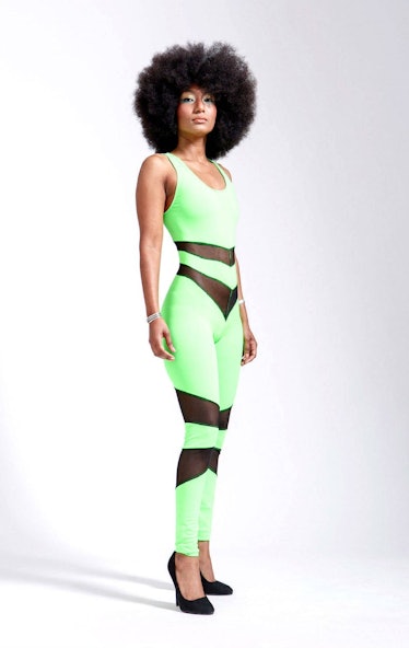 Far Out Neon Green and Black Mesh Portal Suit For Earthbound Star Beings