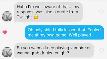 Sending Twilight quotes to Tinder matches is the perfect way to celebrate Halloween.