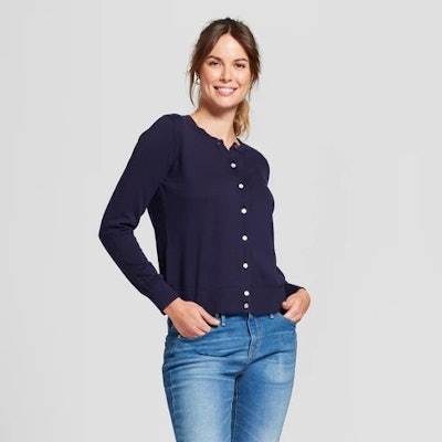 Women's Casual Fit Long Sleeve Crewneck Button-Down Any Day Cardigan - A New Day™