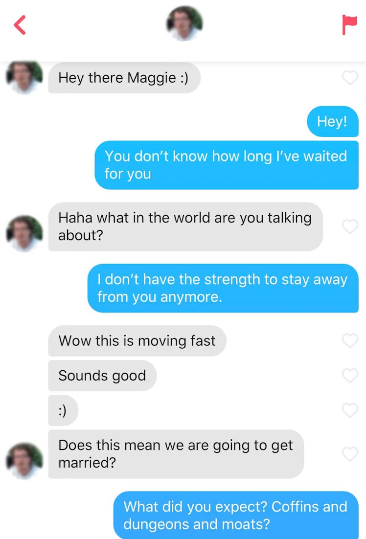 Sending Twilight quotes to Tinder matches can get playful. 