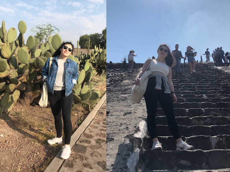 Melanie Mignucci visiting Mexico City monuments.