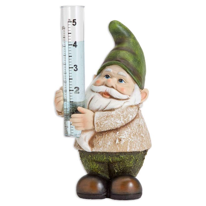 Bits And Pieces Hand-Painted Garden Gnome Rain Gauge
