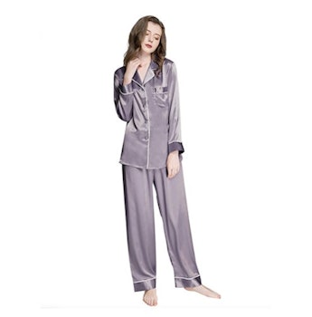 Lonxu Womens Silk Satin Pajamas Set