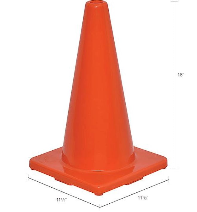 18" Traffic Cone, Non-Reflective, Solid Orange Base