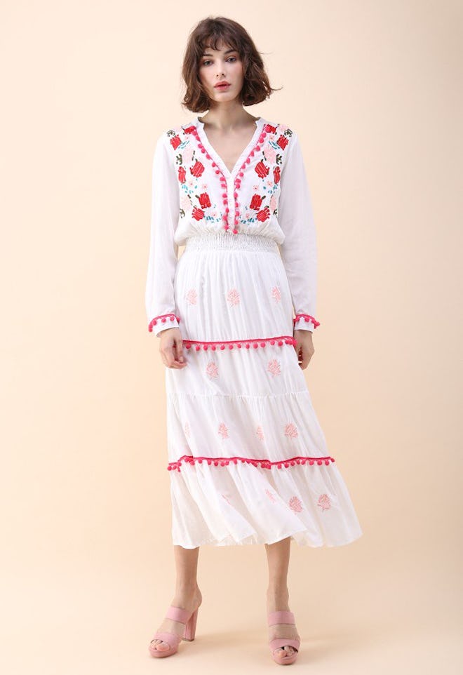 Stay Romance Embroidered Maxi Dress