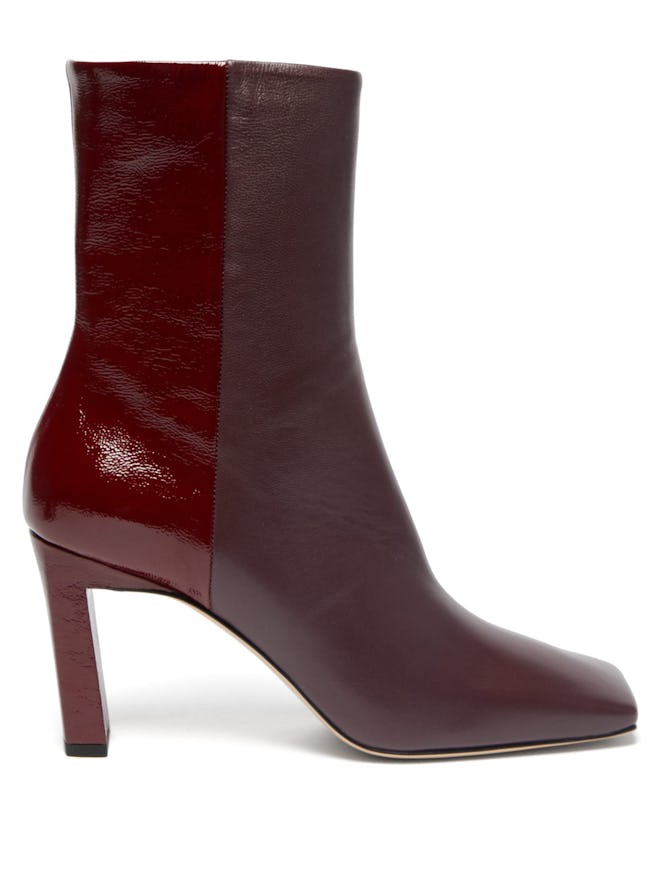 Isa Two-Tone Square-Toe Leather Boots