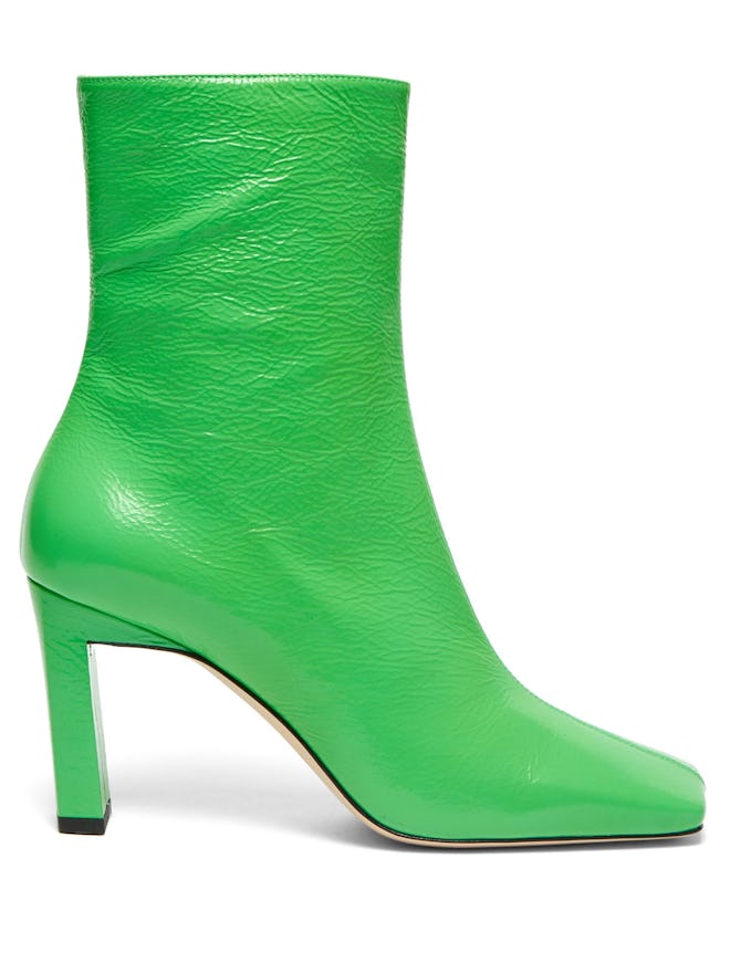 Isa Square-Toe Leather Ankle Boots