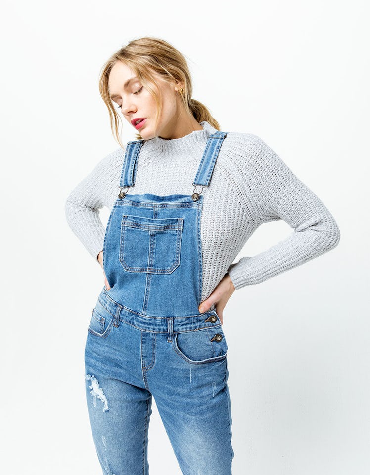 OTHERS FOLLOW Melanie Womens Ripped Denim Overalls