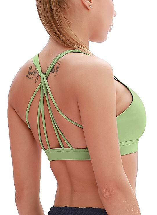 Champion Sports Bra V-Neck The Curvy Strappy Moderate Support Back Adjust Straps