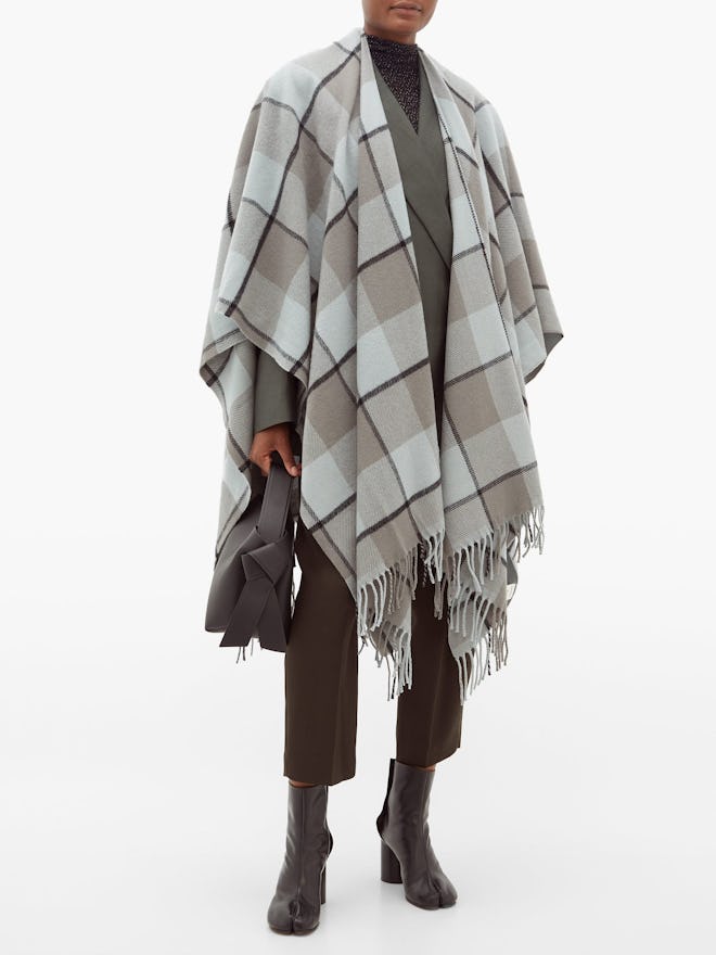 Cassiar Checked Wool Poncho