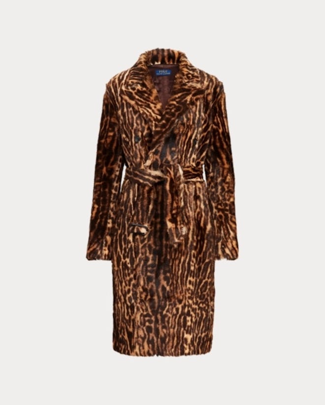 Leopard-Print Haircalf Coat