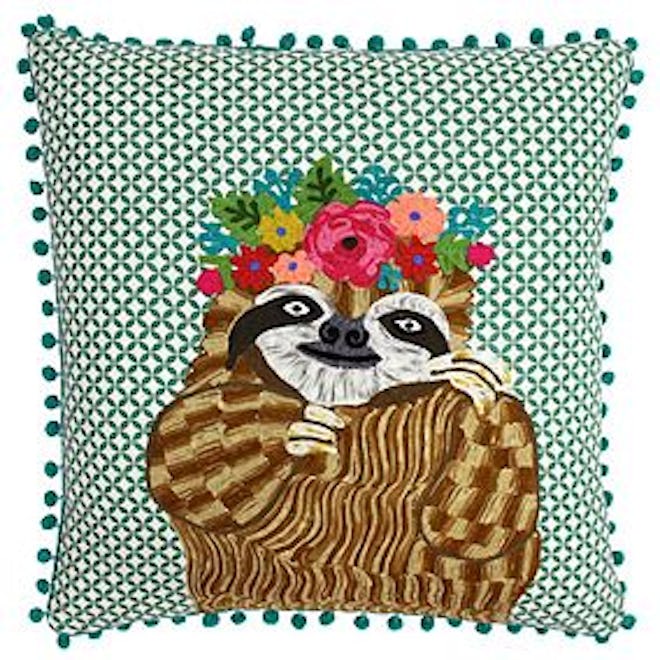 Paoletti Funky Sloth Embroidered Cushion