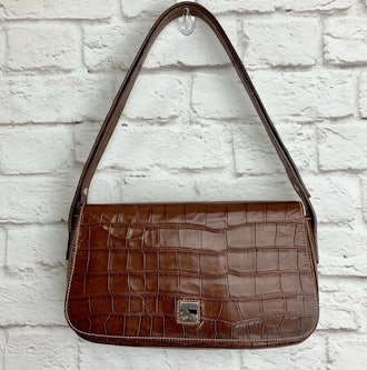 Vintage Croc-Embossed Shoulder Bag