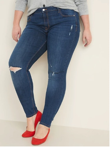 Mid-Rise Distressed Rockstar Super Skinny Jeans for Women