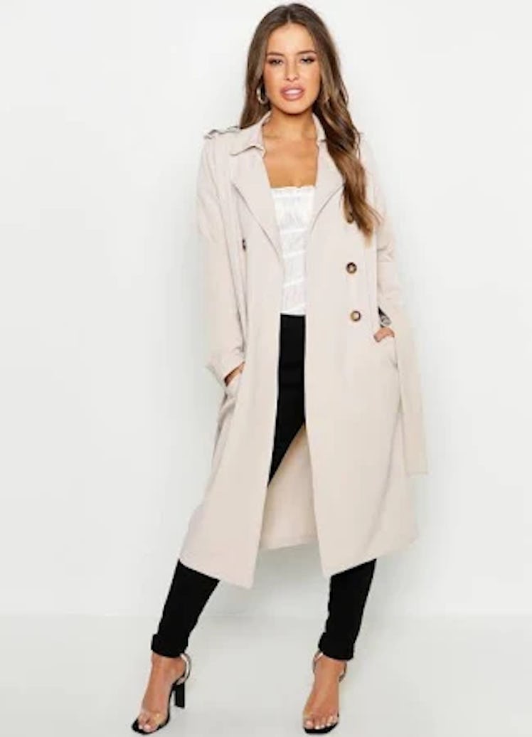 Petite Utility Button Detail Trench Coat
